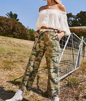 NWT Free People Remy Camo Print Wide Leg Crop pant thumbnail 5