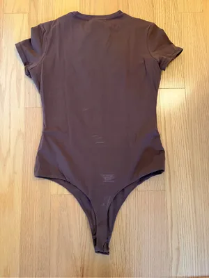 Brown short sleeve bodysuit thumbnail 2