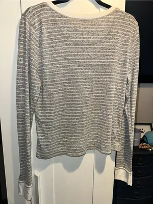 Abercrombie & Fitch Lounge Ribbed Henley Striped Sleep Top $40 MSRP thumbnail 2