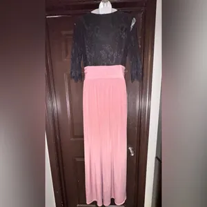 Whimsigoth Black Lace Top Rose Skirt Evening Prom Dress X-Large 3/4 sleeve thumbnail 2