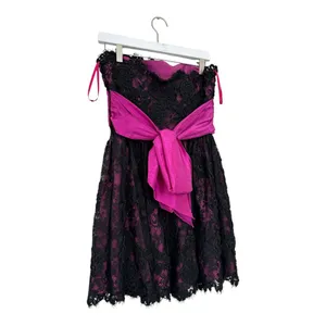 Betsey Johnson Strapless Lace Dress Pink Black Party Cocktail Size 8 thumbnail 6
