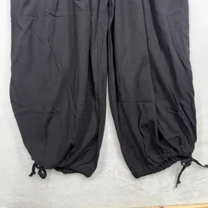 Tarse M Cargo Baggy Pants Parachute Black Linen Blend Wide Leg Boho Gorpcore New thumbnail 3