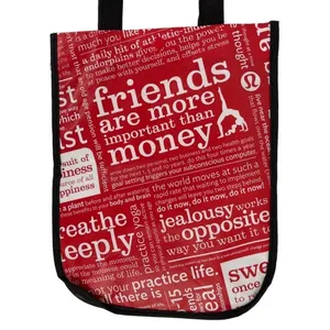 Lululemon Friends are More Important Than Money Shopping Tote Bag Red Black thumbnail 3