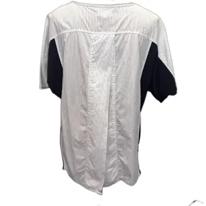 Madewell Oxford Panel‎ Split Back Tee Shirt Navy Blue Pinstripe Size Large thumbnail 2