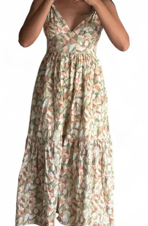 Abercrombie & Fitch Maxi Dress in Sage & Tan thumbnail 1