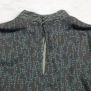 Prologue -605 mock neck 3/4‎ balloon sleeves blouse black and teal Large thumbnail 11