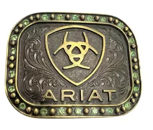 Ariat buckle with green rhinestones, rodeo, western, coastal cowgirl thumbnail 1