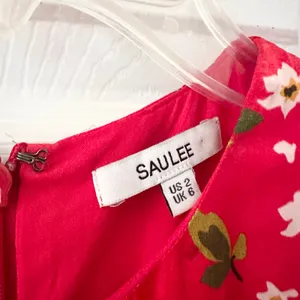 Sau Lee Red Floral Print Ruched Skirt Long Sleeve Fitted Sheath Mini Dress 2 thumbnail 4