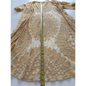 Rebellion Again Lace Duster Small Creamy Yellow Sheer Kimono Romantic Coquette * thumbnail 8