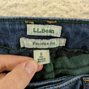 LL Bean Favorite Fit Flannel Lined Jeans Dark Indigo Rinse‎ Size 8 Reg 507470 thumbnail 3