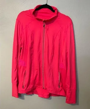 Hot Pink Athletic workout Long sleeve Zip up XL thumbnail 1