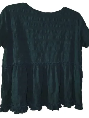 Entro Short Sleeve Hunter Green Blouse Size Medium thumbnail 2