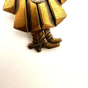 Vintage handmade angel with guitar and cowboy boots pin thumbnail 7