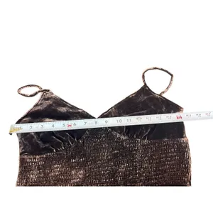 Banana Republic 8 Brown Velvet Babydoll Cami Top Smocked Y2K Silk Blend thumbnail 6