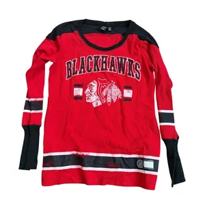 NHL Chicago Blackhawks Womens Red Waffle Knit Thermal Long Sleeve‎ Shirt L NWT thumbnail 1