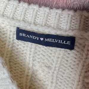 Brandy Melville Cream Cable Knit Sweater Chunky Cozy Cottagecore Fisherman L thumbnail 4