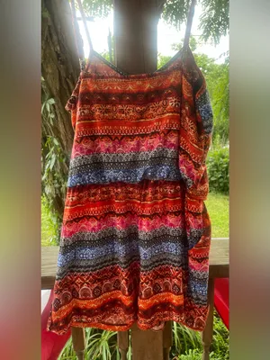 Xhilaration Boho Strappy Tank Romper in Multicolor size Large thumbnail 3