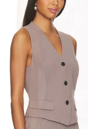 SPANX Carefree Crepe Vest Smoke Gray Womens Medium Tailored‎ Sleeveless Blazer thumbnail 1