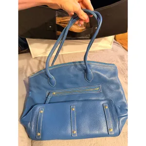 Dooney & Bourke Women Tote Blue Pebbled Leather Classic Front Pocket Handbag thumbnail 3