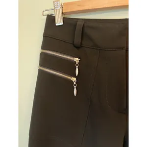 Cache Black Dress Career Pants 2 27” Inseam‎ Silver Zippers Straight thumbnail 2