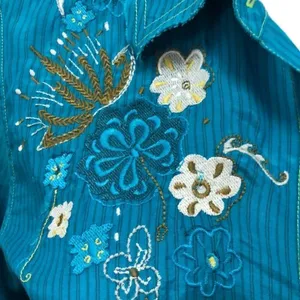 Chico’s button down embroidered collared silk blouse thumbnail 2