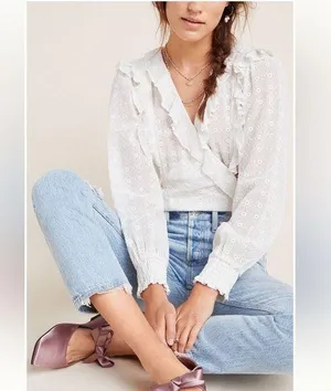 Maeve by Anthropologie, Laila Ruffle Blouse, 8 thumbnail 1