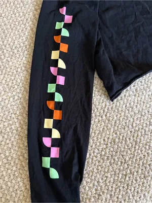 Vans Off The Wall Crop Top Long Sleeve Shirt Black Small Multi-Color Check NEW thumbnail 8