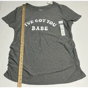 NWT Time and Tru Women's XL Gray "I've Got You Babe" Maternity Graphic Tee Shirt thumbnail 4