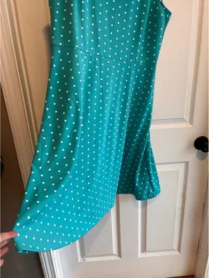 NWT Talbots Teal Polka Dot Sleeveless A-Line Dress Size Large thumbnail 5