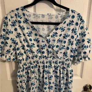 Floral Blue and White Dress thumbnail 2