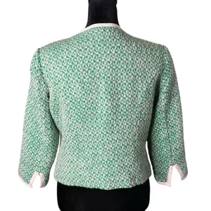 Cabi Woven Knit Full Zip Cardigan‎ Green Sweater Womens 4 Office Career Preppy thumbnail 3