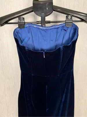 Bardot Navy Velvet Strapless Column Dress Size XS thumbnail 11