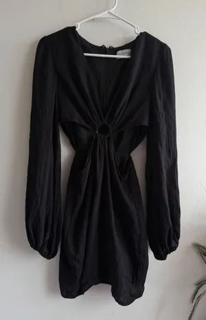 Runaway The Label Womens Black Cutout O-Ring Balloon Sleeve Mini Dress Size S 04 thumbnail 1
