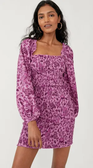 Free People Smock It To Me Mini Dress Sz M thumbnail 1