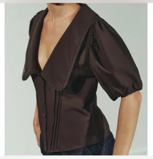 ZARA Brown Poplin Top thumbnail 3