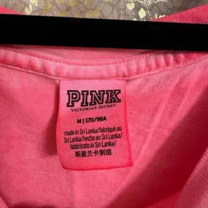 PINK Victorias Secret Bright Pink Cropped Faded Dyed‎ Tank Top Medium thumbnail 4