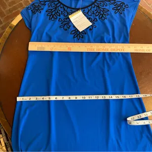 Bob Mackie wearable art‎ Royal Blue with Embroidery Midi Dress size xs nwt new thumbnail 6