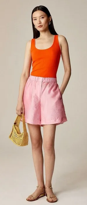 NWT!! J. CREW Pointelle Tank Top Scoop Neck Solid Orange Aperitif Red XX-Small‎ thumbnail 1