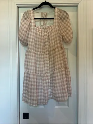 EN SAISON GINGHAM DRESS Size S Tan thumbnail 6