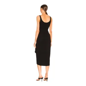 LBLC The Label Revolve Eva Dress Black Faux Wrap Midi Dress XS NEW with Tags thumbnail 3