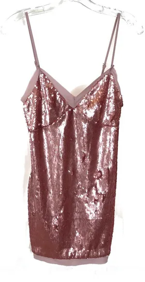 NWT Womens Size XS Revolve NBD Pink Full Sequin Sleeveless Tunic Top thumbnail 1