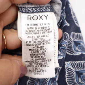 Roxy Navy Blue Geometric Print Linen Blend Wide Leg Drawstring Beach Pants M thumbnail 4