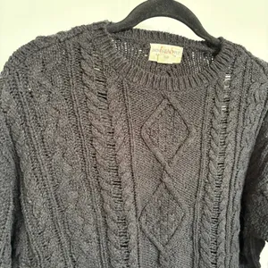 Denim & Supply Ralph Lauren Black Cableknit Boxy Crewneck Sweater Small thumbnail 2