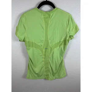 ASICS Running Shirt Women M Lime Green Short‎ Sleeve Breathable Sporty Athletic thumbnail 4