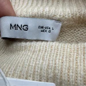 Mango MNG Wool Blend Layered Mock Neck Sweater Cream L NWT Quiet Luxury thumbnail 6