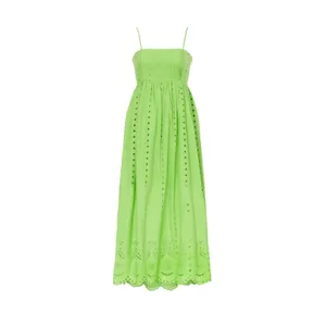 Slate & Willow Green Eyelet Sleeveless Square Neck Empire Midi Dress Size XS thumbnail 4