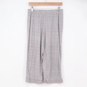 Rae Dunn Pajama Set Women's L Grey Striped Button-Down Excellent thumbnail 6