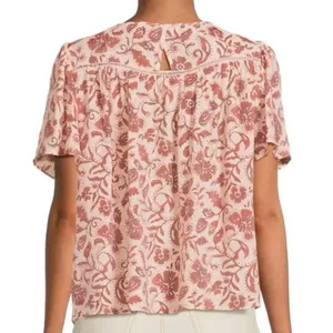 Nanette Lepore NWT orange floral ruffle sleeve blouse small thumbnail 2