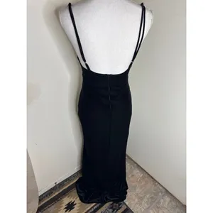 Lulus Perfectly Classy Black Velvet Cowl Neck Strappy Maxi Dress Gown Sz S thumbnail 4