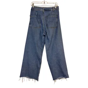 Zara Wide Leg Ankle Cropped Jeans Womens 8 High Rise Raw Hem Stretch Casual Boho thumbnail 9